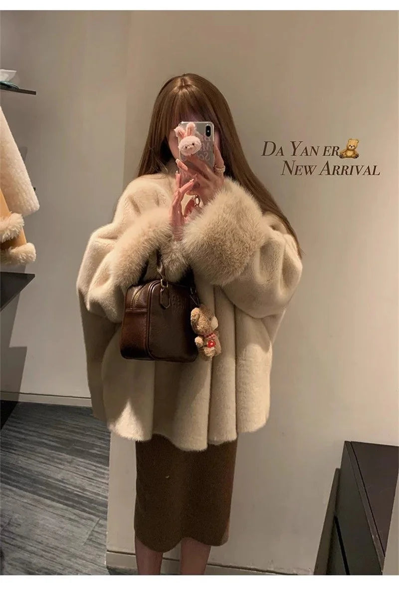 Women’s Mink Fur Coat with Collar and Pockets