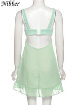 Elegant Ruffle Backless Summer Dress