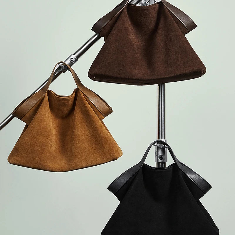 Women's Large Capacity Tote Bag 2025 New Vintage Suede Leather Spacious Crossbody Bag Commuting Versatile Trendy Premium Handbag
