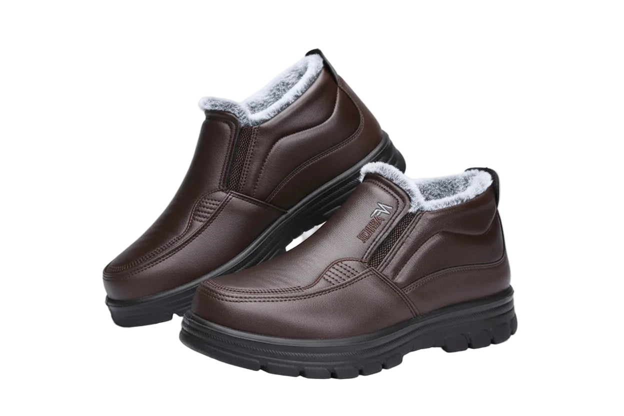 Men’s Waterproof Leather Snow Boots – Anti-Slip Winter Warmth