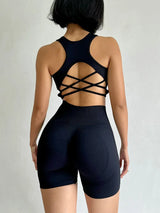 2-Piece Women's Seamless Workout Set: High-Waist Shorts & Performance Sports Bra