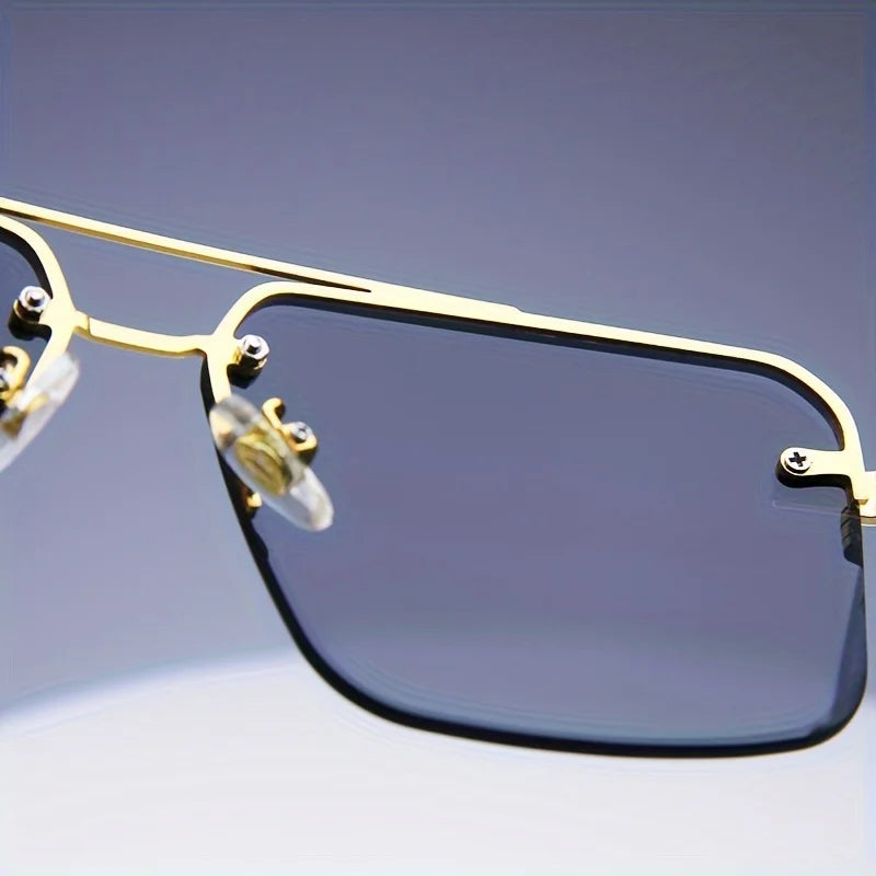 Rimless Rectangle Sunglasses – UV400 Unisex Shades