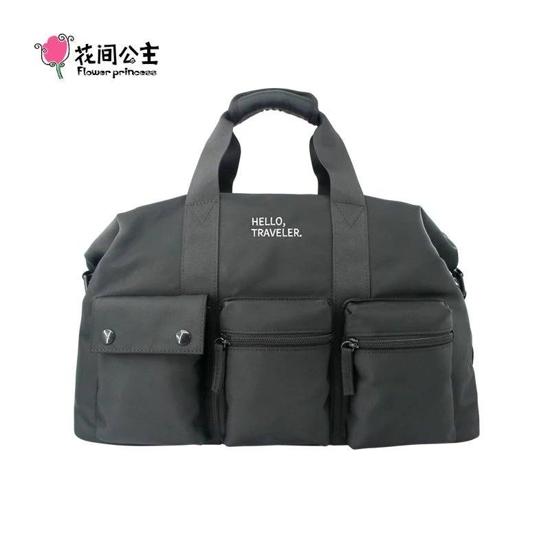Flower Princess Traveler's Short Distance Travel Bag Crossbody Large Capacity Multi Layer Fashion Luggage Bag for Men and Women