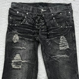 Y2K Retro Washed Double-Waisted Micro-Flare Jeans