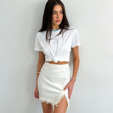 Elegant High-Waist Satin Mini Pencil Skirt