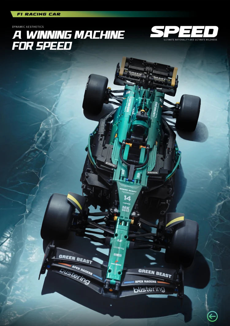 MK6022 1912PCS 1:8 New Technic Martin Aramco AMR25 Building Blocks MOC Sports Car DIY Assembly Model Set Toy Gifts for Boy Decor