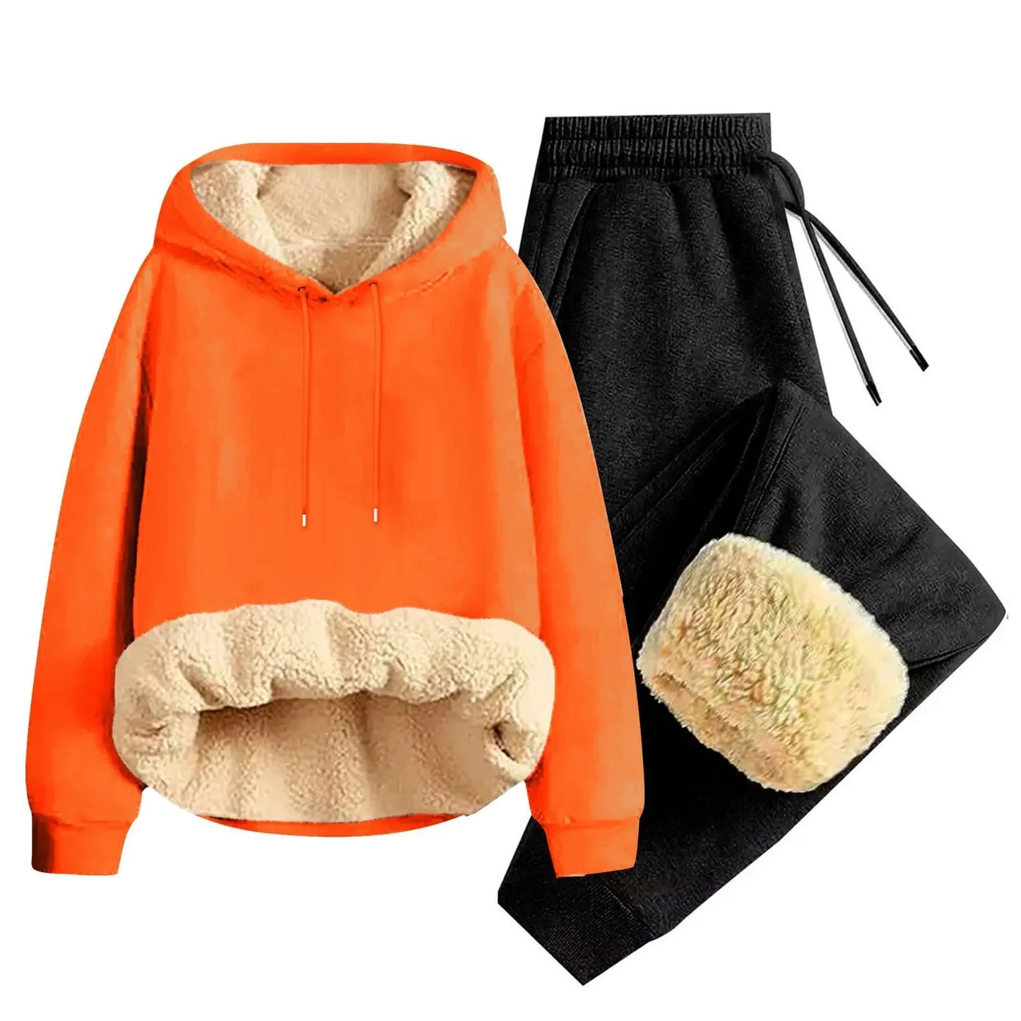 Men’s Thickened Lamb Velvet Hoodie Set