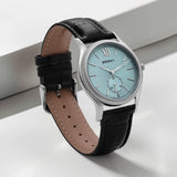BERNY Watches for Men Luxury Slim Classic Stylish Dress Quartz Watch Stainless Steel Case Elegance Leather Band Wristwatch