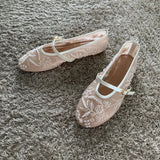 Embroidered Bead Ballet Flats | Breathable Mary Jane Sandal