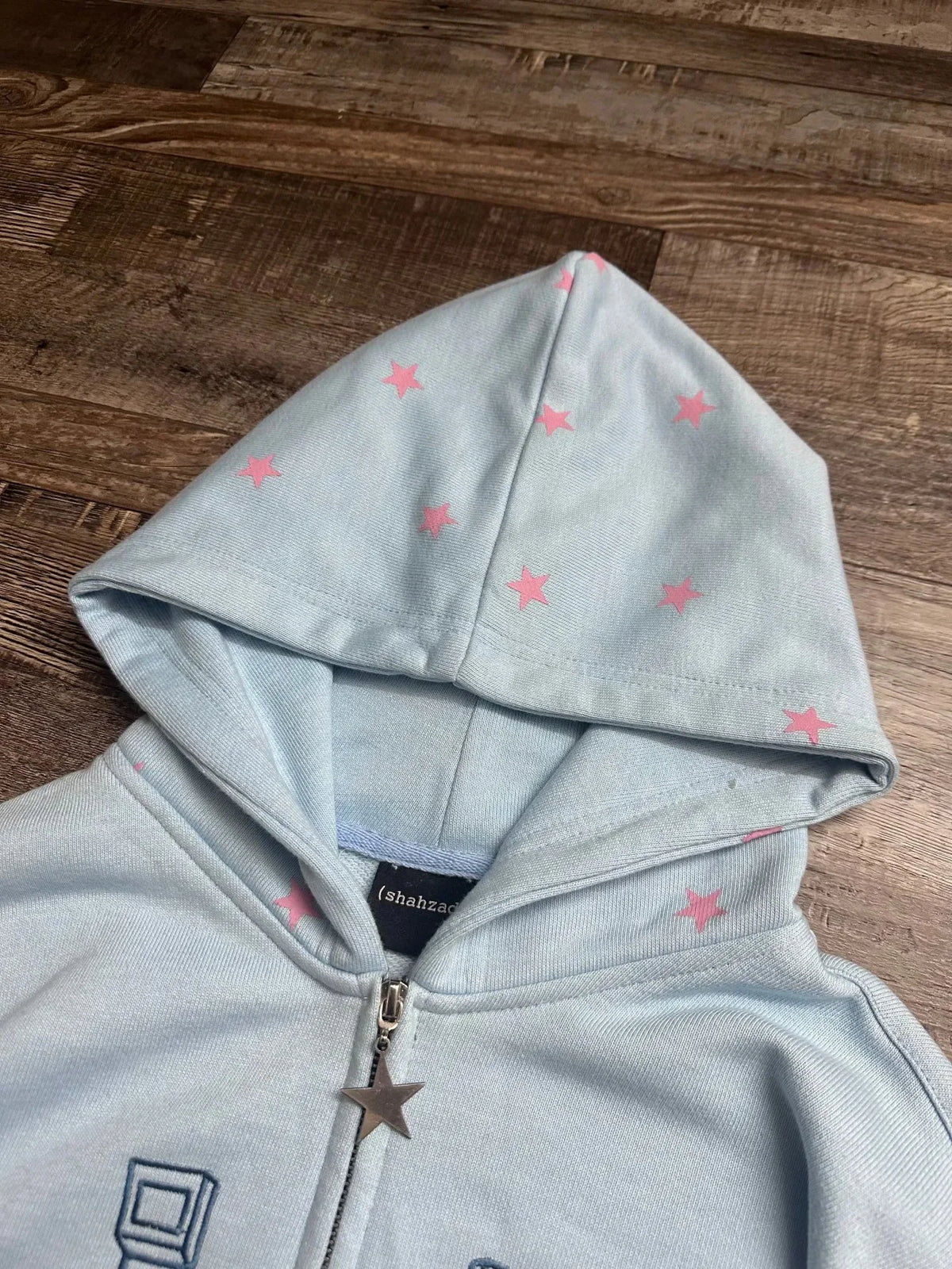 Women Shahzad Clothing Joestar Style Zip Hoodies Men JoJo Light Blue Star Tusk Print Oversized Embroidery Couple Sweatshirt Tops
