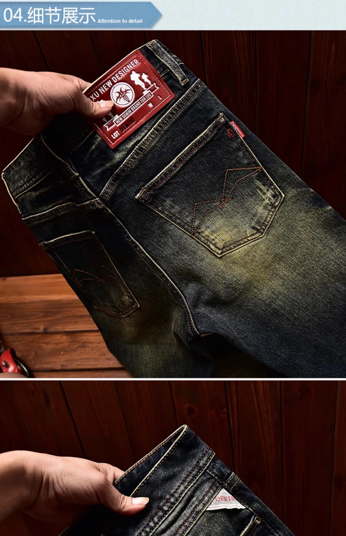 Men’s Vintage-Wash Slim-Fit Straight-Leg Jeans
