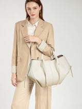 2025 leather shoulder bag versatile niche handbag, top layer cowhide commuting high-end feeling, large capacity tote bag for wom