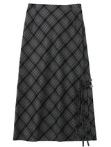 CHIC VEN Women Long Skirt Casual New Sweet Cool Style High Waist Slit Plaid Half Skirt Straight Tube Skirts Spring Autumn 2024