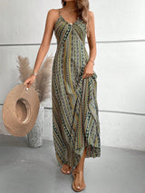 Boho Ethnic Frill Trim Maxi Dress