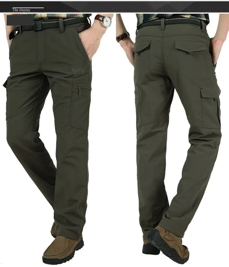 Men's Winter Fleece Straight-Leg Cargo Pants
