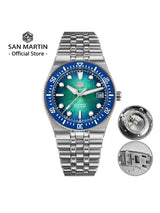 San Martin 40mm Enamel Spiral Dial Integrated Bracelet Men Diver Watch Miyota 9015 Automatic Mechanical Waterproof 200m SN0148