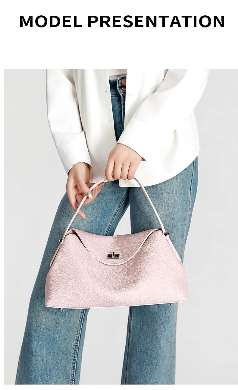 Women's genuine leather handbag fashionable retro designer luxury bag high-quality cowhide large capacity casual shopping bag