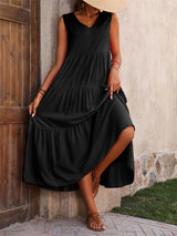 Elegant V-Neck Ruffle Summer Maxi