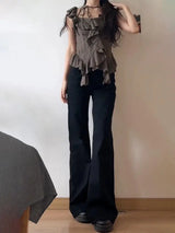 Women's Low-Rise Wide Leg Flared Jeans | Retro Denim