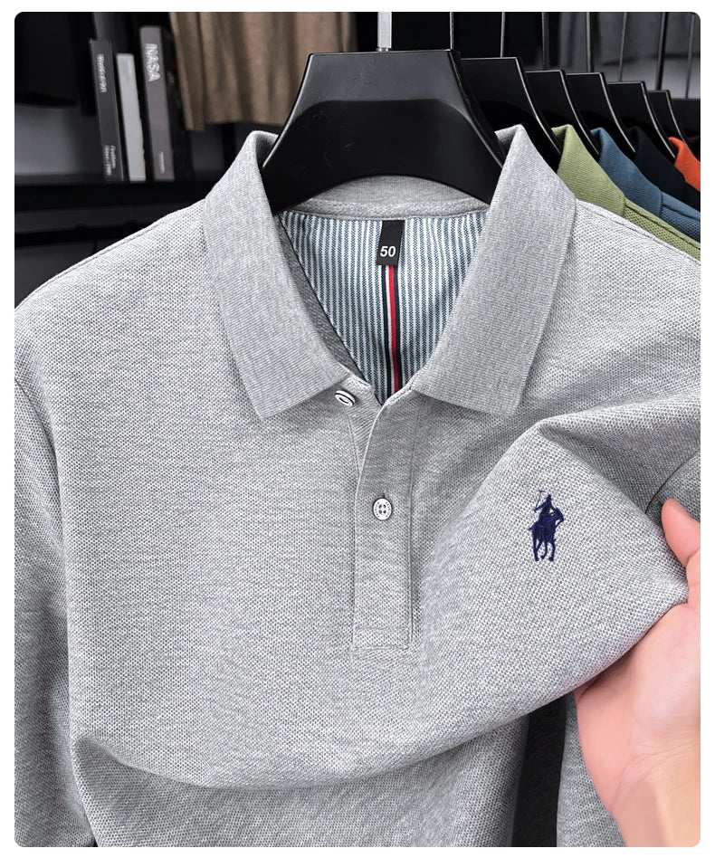 Premium Cotton Embroidered Long Sleeve Polo Shirt
