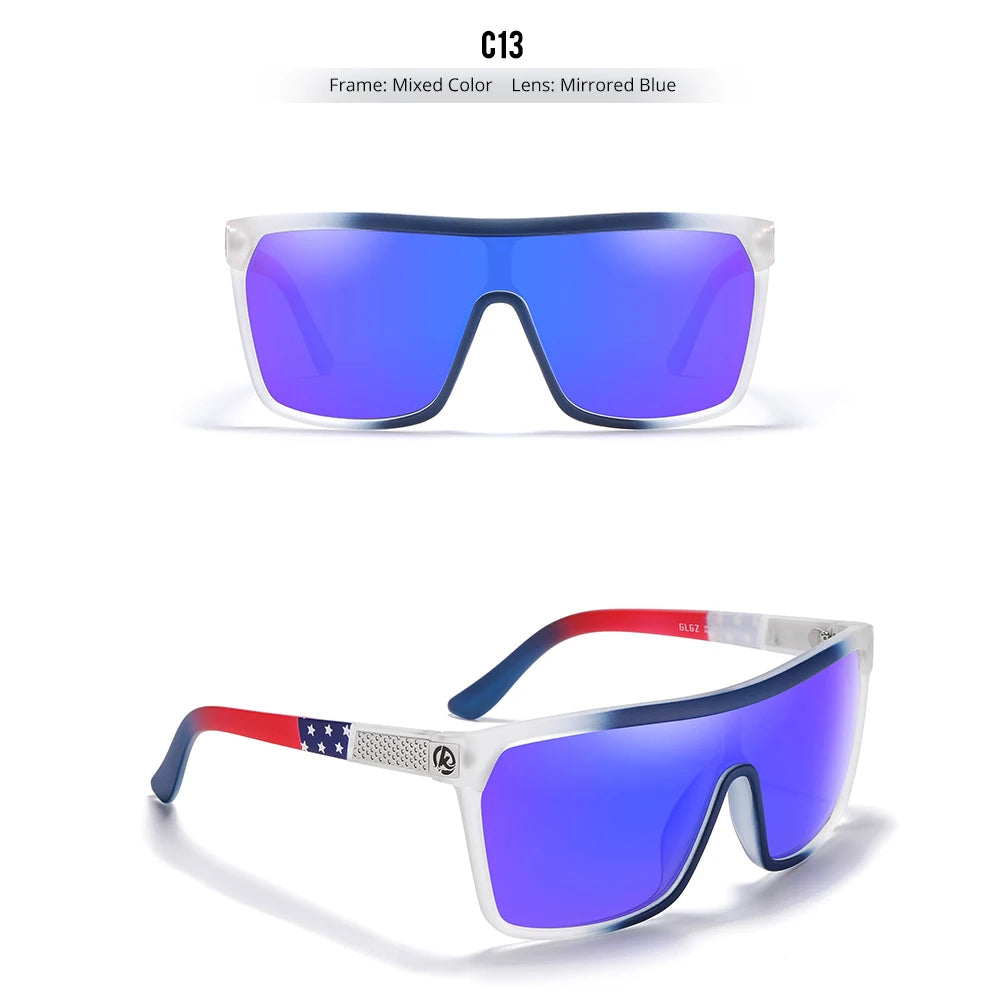 KDEAM One-piece Shape Men Sunglasses Polarized Elastic Paint Surface Sun Glasses Women Suitable Long-lasting Goggles Cat.3