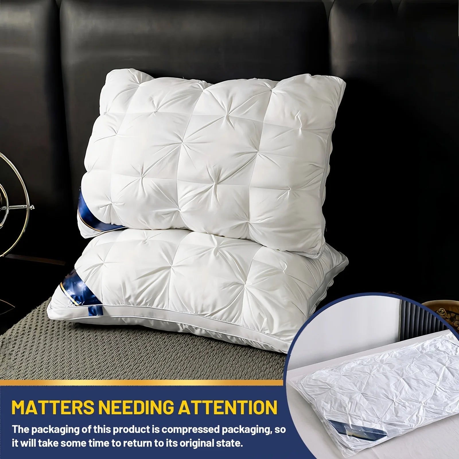 Twisted Flower48 × 74cmStar Hotel High and Low Pillow Home No Collapse Cervical Pillow Insert Waterable Wash Pillow Inner