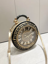 Vintage Clock-Style Circular Shoulder Bag