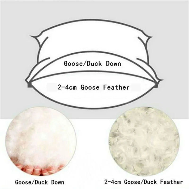 Luxury 3D Bread White Goose Down Feather Pillows for Sleeping Body Neck Protection Bed Pillows Soft Comfort 100% Cotton Cover