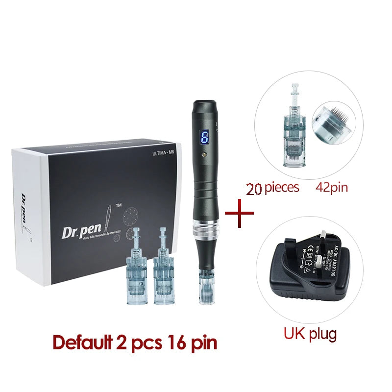 Dr pen Ultima M8 With 22 Cartridge Wireless MTS Derma Microneedle Pen Kit Professionals Use Beauty Machine Needle length 0.25 mm