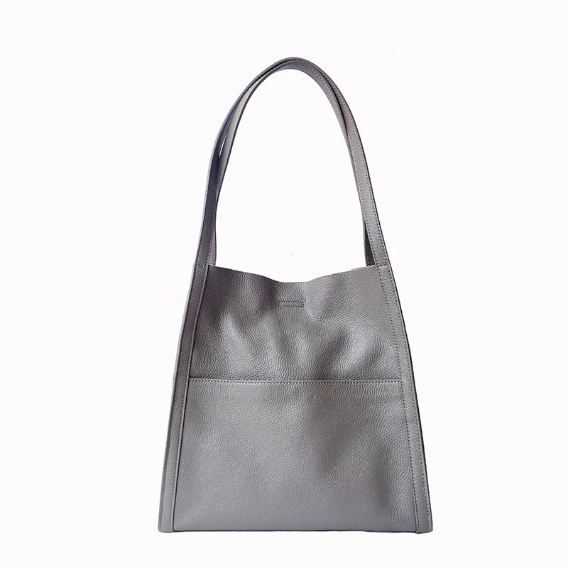 2025 New Women Bag Female Luxury Fashion Shoulder Bags Lady Soft 100% Cowhide Genuine Leather Niche Design Tote Bucket Handbag