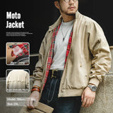 MADEN Men's Vintage Khaki Moto Jacket