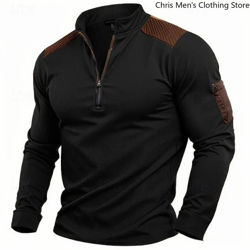 Men’s Stand-Collar Cotton-Blend Pullover