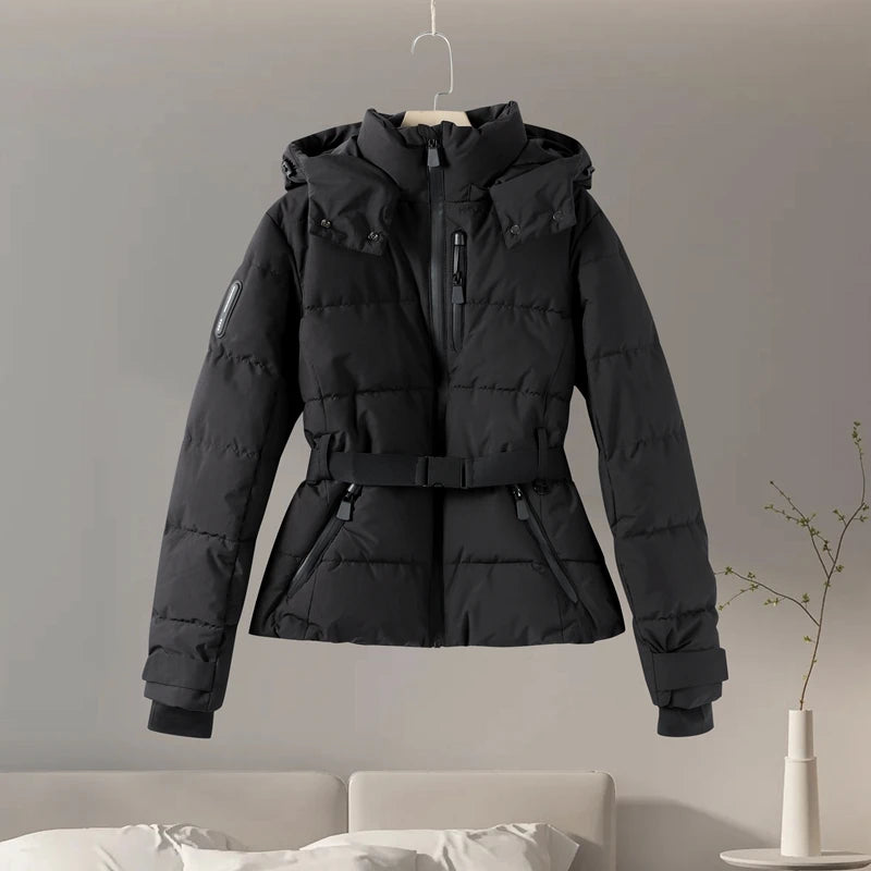 Women's Winter Fur-Trim Hooded Jumpsuit