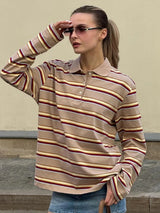 Vintage Striped Oversized Polo Shirt