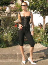 Dulzura Women’S Ribbed Sexy Casual 2 Piece Shorts Set Sleeveless Lace Up Crop Corset And Shorts Matching Set Party Clubwear