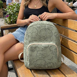 Gothic Skull Allover Print Women Fashion Backpack Corduroy Multi-pocket Large Capacity Commuter Bag