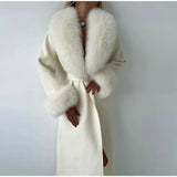 Faux Fur Patchwork Woolen Overcoat