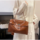 Minimalist Luxury Korean Soft Leather Flap Bag Women Detachable Crossbody Strap Large Capacity Office Daily Commuter Hand Purse