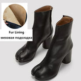 Luxury Leather Tabi Split Toe Ankle Boots - Women's High Heel