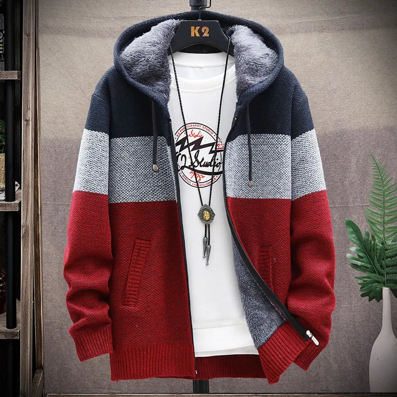 Men’s Autumn/Winter Fleece-Lined Zipper Cardigan