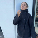 Stand Collar Woolen Short Coat