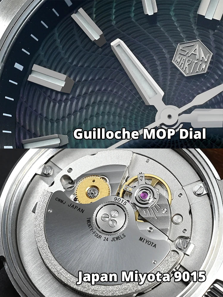 San Martin 39mm Guilloche MOP Dress Watch | Miyota 9015 | SN0150-G1
