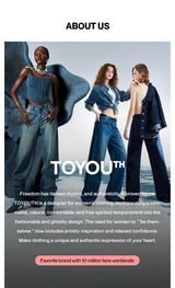 TOYOUTH Women Denim Jeans 2025 Autumn New Lycra Stretch Washed Wide Leg Straight Long Pants