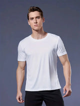 Round Neck T-Shirt 4-Color Black and White Gray Navy Ultra-Light Men's Quick-Drying Breathable Sweat-Absorbent Shirt Suitable for