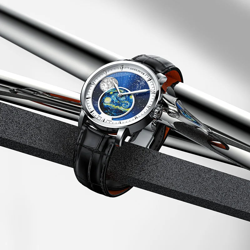 AGELOCER Astronomer Van Gogh Moon Phase Men's Watch