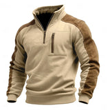 Men’s Stand Collar Patchwork Sweatshirt