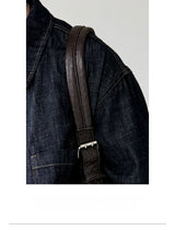 Men's American Vintage Washed Raw Denim Work Shirt Loose Fit Casual Trendy Overshirt Coat Premium Lyocell Spring Fall Streetwear