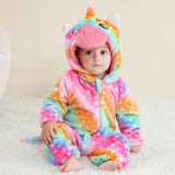 Animal Theme Flannel Baby Romper