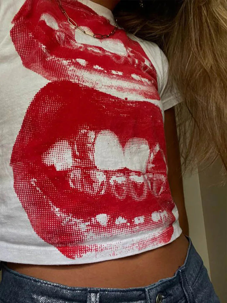 Y2K Punk Gothic Short Sleeve Tee for Women