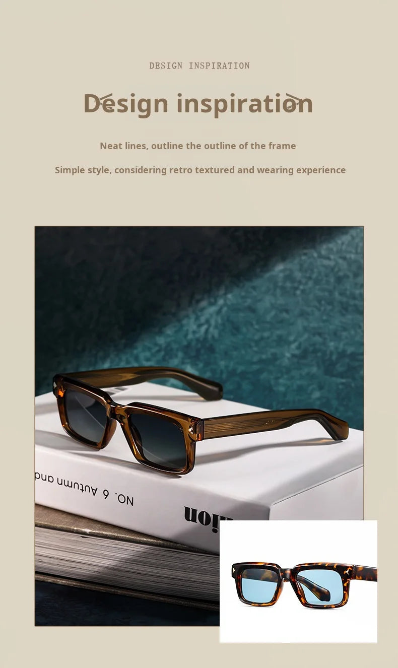 YIMARUILI Retro Square Men's Polarized Sunglasses Fashion Trend UV Protection High Quality TR90 Acetate Women's Driving Glasses